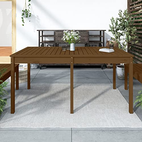 CIADAZ Gartentisch, Buffettisch, Garten Esstisch, Multifunktionstisch, Terrassentisch, Picknicktisch, Spieltisch, Flohmarkttisch, Honigbraun 159,5x82,5x76 cm Massivholz Kiefer