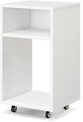 GOPLUS Rollcontainer, Aktenschrank mit 2 Ablagen, mobiler Büroschrank mit Rollen, Bürowagen Beistellwagen Druckerständer für Arbeitszimmer & Wohnzimmer, Weiß