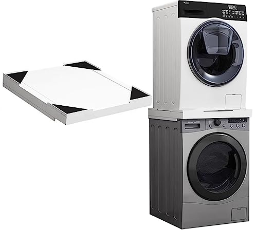 Kit de apilamiento Universal para Lavadora y Secadora, Kit de Marco de apilamiento de Madera Apto para Lavadora y Secadora, Estante apilable con pies antivibración - Blanco - 60 ×