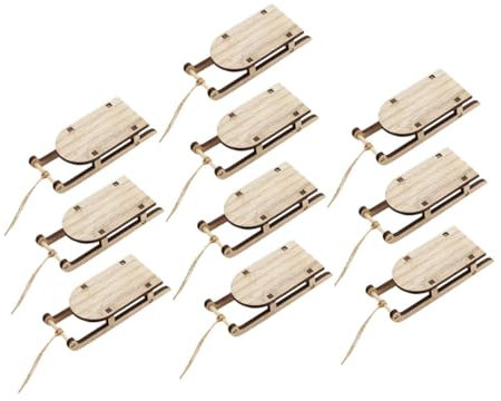 CORHAD 10stücke Holzschlitten Ornamente Für Weihnachten Dekorationen Für Christbaum Schreibtisch Und Wohnraum Rustikale Weihnachtsdeko