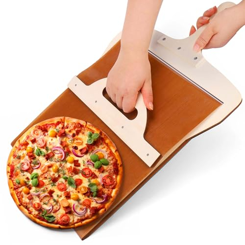 XANGNIER Sliding Pizza Peel,The Pizza Peel That Transfers Pizza Perfectly,Super Magic Peel Pizza,Slide Smart Pizza Shovel with Wood Handle,Pizza Spatula Paddle for Indoor & Outdoor Ovens Accessories