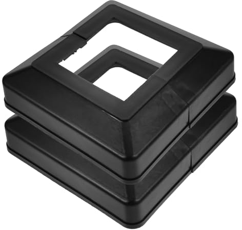 Homoyoyo Pfostenkappe 11x11 Dekorative Zaunpfostenkappen aus Kunststoff Geteiltes Design Schwarz 2 Stück für Balkone und Treppen