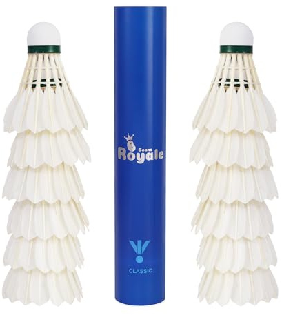 Badminton Shuttlecocks 12-Pack (All Round Feather) Real Fine Feather With Great Durability Stability and Balance,Suitable for Professional Training Or Family Leisure Sports (Duck Feather)