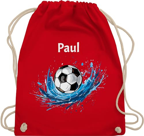 Turnbeutel Rucksack - Fußball Geschenk Fußballfan Geschenke Fußballbegeisterte I Fußballliebe - Unisize - Rot - turnsack jungen kinder stoffbeutel kindergarten fussball name beutel