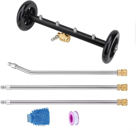 Undercarriage Pressure Washer Cleaner,Water Broom for Power Washer Undercarriage Attachment with Extension Wands,Wash Mitt, 4000 PSI (16 inch Black)
