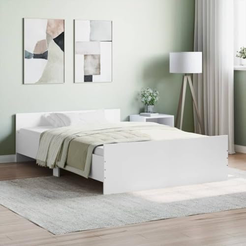 THOYTOUI Bettgestell, Seniorenbett Bettsystem Bettrahmen Bett Geeignet für Mehrbettzimmer Hotel Gästezimmer Wohnung mit Kopf- und Fußteil Weiß 120x200 cm