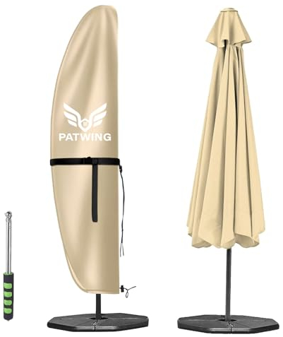 PATWING Housse Parasol Deporte, Housse de Protection en Tissu Oxford 600D, Couverture de Parasol ​Imperméable, Anti-UV, Housse de Parasol avec Tige