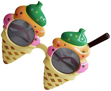 MAGICLULU Eiscreme Sonnenbrillen Partybrillen Lustige Geburtstagsbrillen Brillen in Form Einer Eistüte Für Junge Mädchen Und Erwachsene Accessoires Für Karneval Und Maskenbälle