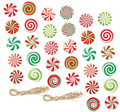 PRETYZOOM 32st Weihnachtsbonbon-anhänger Hängende Weihnachtsdekorationen Weihnachtsbaum Weihnachtsbedarf Weihnachtliche Türdekorationen Gefälschte Süßigkeiten Weihnachtsanhänger Papier