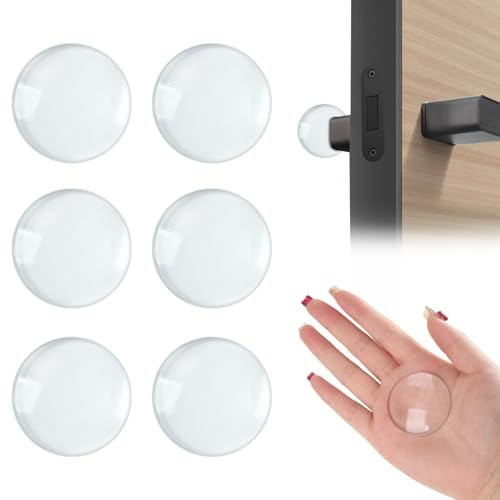 TOZKZO 6pcs Butee de Porte Adhesive, Transparentes Arret de Porte Murale pour Protection Poignee Porte Butoir en Silicone pour Murale Protection