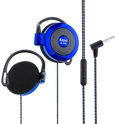 Generic S-520 Écouteurs filaires à clipser avec crochets d'oreille pour le sport et une utilisation quotidienne Bleu