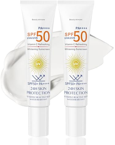 ARCHIDATE 2 Stück Vitamin C Sonnencreme Gesicht 50 - Feuchtigkeitsspendende Anti-Aging Sonnenschutz Gesicht - Sonnencreme für Gesicht und Körper - Leichter Sunscreen Sonnenmilch SPF 50 Gesichtscreme