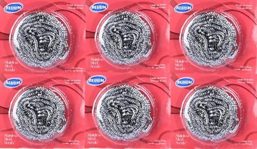 Bluum Spugna abrasiva in acciaio inox, confezione da 6, resistente alle macchie, delicata sulle mani