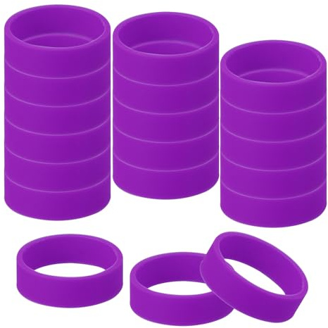 sourcing map 30Pcs Tiny Rubber Bands, 0.8 x 0.28 Inch Silicone Wide Band for Organizing and Securing Items, Silicone Rubber Rings for Fashion Accessory, Purple