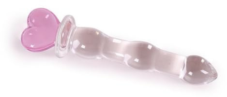 Glass Dildo - 8 Inch Wavy Sex Toys - Heart Shaped Base Glass Dildo - Adult Sex Toy - Clear