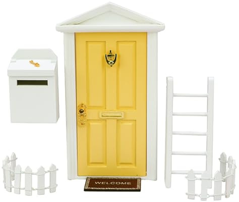 Porte de fée miniature - Mini kit de porte de fée, décor de scène extérieur | Porte miniature avec et tapis pour clôture de boîte aux lettres, entrée peinte étanche à l'humidité pour