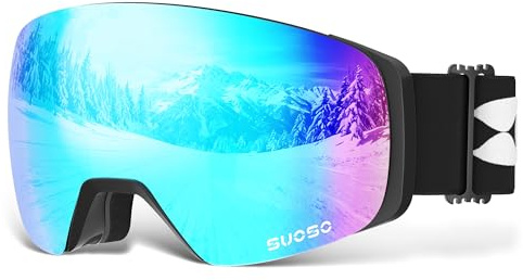 suoso OTG Ski Goggles Mens Womens-Anti-Fog UV Protection-Snowboard-Over Glasses-Skiing-Helmet Compatible,C3