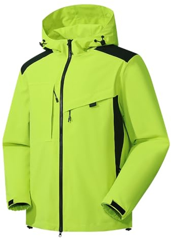 Impermeable Homme Parka Veste Ete Printemps Coupe-Vent À Capuche Blouson Léger Casual Imperméable Trench-Coat Poches Multiples Pluie Vêtements De Poncho Neige Voyage Fluo Hiver