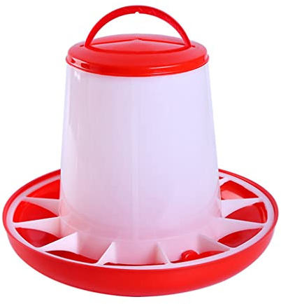Mangiatoia automatica per pollame, uccelli, distributore di cibo per polli, con manico, facile da pulire, secchio per alimenti per bambini, mangiatoie per pulcini, base senza sprechi