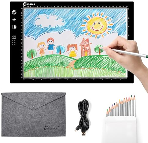 A4 Led Licht Pad Leuchttisch, Smart Tracing mit Sperrbildschirm Timing-Set | Einstellbare Helligkeit und Farbtemperatur,für Künstler, Animationszeichnen, Skizzieren, Röntgenbetrachtung（A4-STK）