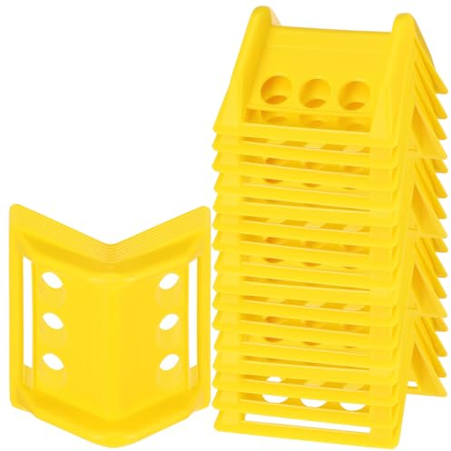 24 Pack Edge Corner Protector With Carrying Case for Flatbed Cargo Load Truck Shipping - 4.3'' x 5.5'' Winch Ratchet Straps Plastic Protectors Yellow