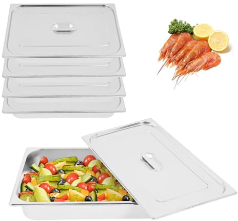 Gastro behållare 7,5 l, 4 stycken rostfria behållare med lock, förvaringslåda i rostfritt stål, väggtjocklek: 0,8 mm, stapelbara gastrobehållare rostfritt stål för frys, diskmaskin-/ugnssäker
