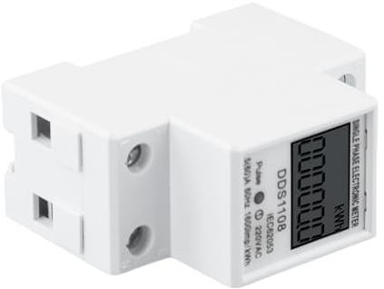 Lagomloot Contatore di energia elettrica monofase, AC 220 V 60 A, contatore digitale KWH watt-ora con display LCD, alloggiamento in plastica ignifugo per uso domestico industriale