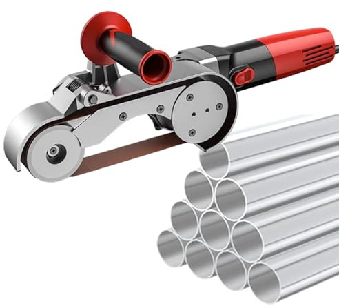 Levigatrice per tubi, lucidatrice professionale portatile in acciaio inox con 6 impostazioni di velocità, ideale per la finitura di tubi rotondi, levigatrice a nastro per metallo e legno
