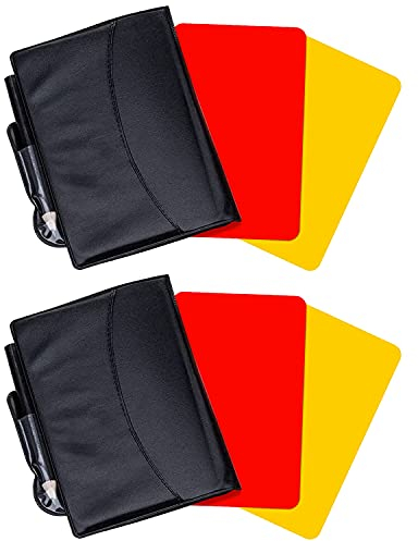 Friencity Football Referee Card Sets, Warning Referee Red and Yellow Cards with Wallet Score Sheets, Pencil Accessories, 2 Packs