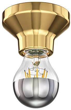 ledscom.de LED Deckenleuchte Elektra Porzellan gold inkl. E27 Kopfspiegel Lampe 667lm warm-weiß