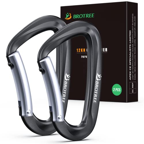 BROTREE Karabiner mit 1200kg Belastbarkeit Karabinerhaken Schwerlast 12KN Schnellverschluss für Hängematten, Camping, Wandern, Rucksack