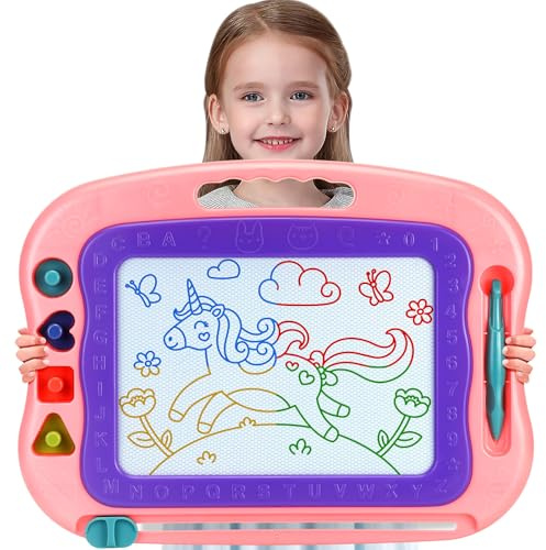 Wellchild Magnetic Drawing Board,Toddler Toys for Girls Boys 3 Year Old Gifts, Magnetic Doodle Board for Kids, Large Etch Magnet Sketch Doodle Pad, Christmas Easter Birthday Gifts for Kids