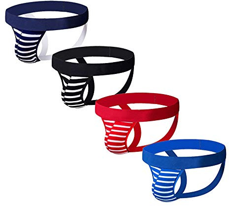 Summer Code bomull jockstrap herr set om 4/2 mjuka underkläder män hipster sport suspensorium, 4-pack flerfärgad, XXL