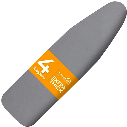 Ironing Board Cover and Pad Extra Thick Heavy Duty Padded 4 Layers, Silver Coated Ironing Board Cover, Non Stick Scorch and Stain Resistant Standard Size 15x54 Inches