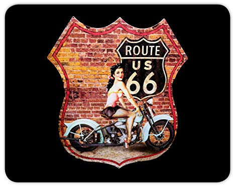 Addies Mousepad 'Route 66' schönes Mauspad Motiv in feiner Cellophan Geschenk-Verpackung mit Kautschuk Untermaterial, 24x19cm - MP12