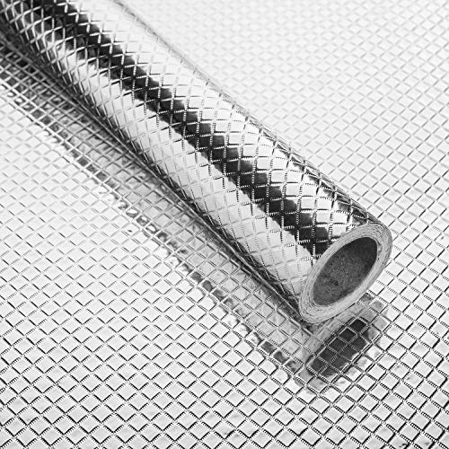 Niviy Aluminium Folie Küchenfolie Selbstklebend 40X500cm | Selbstklebende Klebefolie Hitzebeständig Öl-Resistent Wasserdicht Anti-Schimmel DIY Möbel Folie für Küche Schrank Möbel