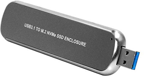 JMT M2 SSD caso recinto USB 3.1 a PCI-E M.2 SSD disco duro caja caja de disco duro externo para NVME 2242/2260/2280 M.2 SSD (gris)