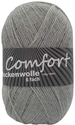 Sockenwolle Strumpfwolle 6-fach -150gr Knaul - uni - Farbe mittelgrau | Sockengarn 6 fädig - 375m Lauflänge pro Knaul - für besonders warme Socken- Hergestellt in Italien- weiche kuschlige Wolle