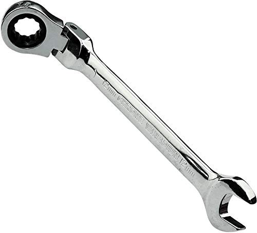 AERZETIX - C45599 - Clé Plate Mixte à Fourche/Classique 12mm - vers Clé à Cliquet à Tête Articulée/Flexible 12mm Anneau/Oeil 12 Pans - Non Réversible/Métrique - en Acier CR-V - Manche Droite Polie