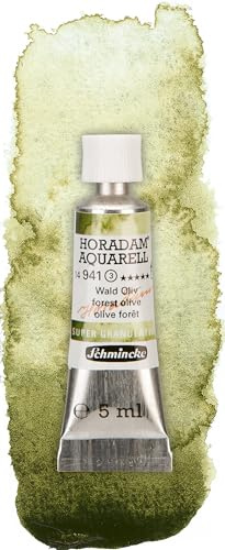 Schmincke - HORADAM® AQUARELL, Super Granulation, 14 941 001 Forest Olive, 5 ml Tube, Very Strong granulating Colors, Finest, Super-granulating Watercolors