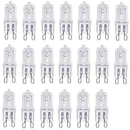 ShuoHui Lampadina alogena G9, dimmerabile, luce bianca calda, 2800 K, 230 V, 28 W, 370 lumen, per applicazioni in forno e microonde, 300 °C, resistente al calore (20)