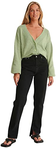 NA-KD Cárdigan de Punto de Gran tamaño para Mujer, Verde Chino, XS