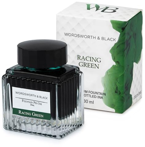 Wordsworth and Black Botella de tinta para pluma estilográfica (30 ml), [Verde], Tinta embotellada Plumas estilográficas; Botella de diseño clásico Flujo suave 30 ml