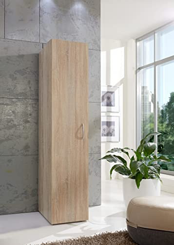 möbelando Mehrzweckschrank Multiraumkonzept in Eiche SAEGERAU-NACHBILDUNG mit Einer Tür und 6 Einlegeböden. Abmessungen (BxH) 30x185 cm