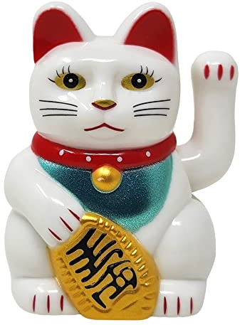 Starlet24 Solarbetriebene 5cm Mini-Glückskatze dekorative Figur Winkekatze mit Glücks- und Wohlstandssymbol für Büros und Zuhause (Weiss)