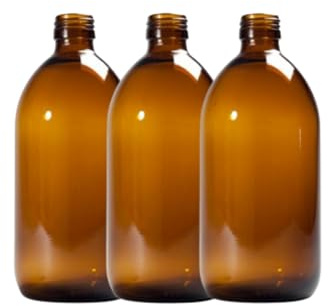 AQUAPURELIFE Pack 3 o 5 Botellas Cristal Ámbar | Tapón Dosificador | Especial para cosmetica +Farmacia+Liquidos (500ml, pack3)