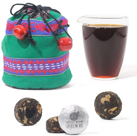 LWXLJMJZC-40 Pièces Thé Puerh Mûr (Shu) Jasmin-Mini Tuo Cha Thé Puerh Fermenté-Thé Puerh Mélangé à la Fleur de Jasmin