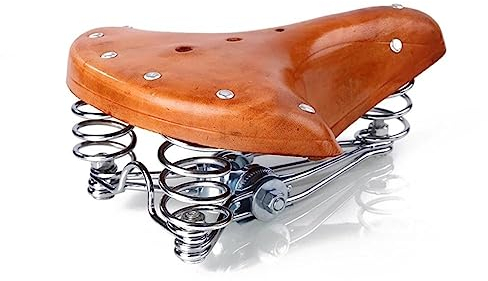 Fahrradsattel, Vintage-Sitz, Rennrad-Sattel, klassischer Fahrradsitz mit gefederten Fahrradteilen, Retro-Fahrradsattel, Leder, weiches Fahrradkissen