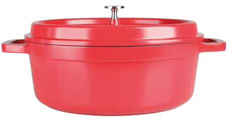 Sitram 712901 - Casseruola ovale in alluminio pressofuso, 7,2 litri, esterno rosso e interno nero, tutte le fonti di calore inclusa induzione