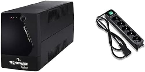 Tecnoware UPS ERA PLUS 2000 - Gruppo di Continuità - Doppia Batteria Per Autonomia fino a 40 Min/PC o 120 Min/Modem - Potenza 2000 VA + Multipresa-Ciabatta Protezione Sicurezza - Spina Ingresso IEC